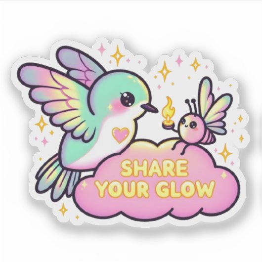 Deel je Glow Hummingbird Sticker (Voorkant)