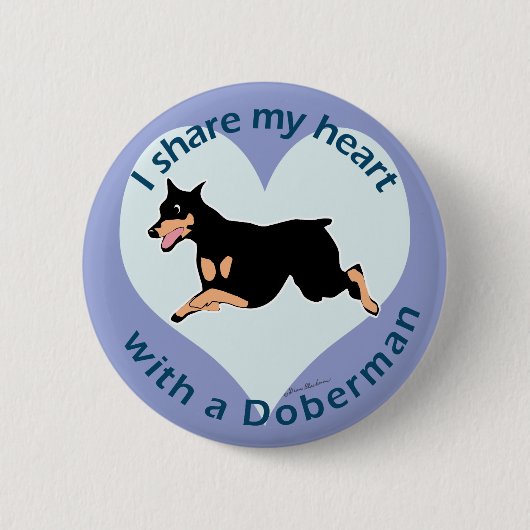 Deel je hart - Doberman Ronde Button 5,7 Cm (Voorkant)
