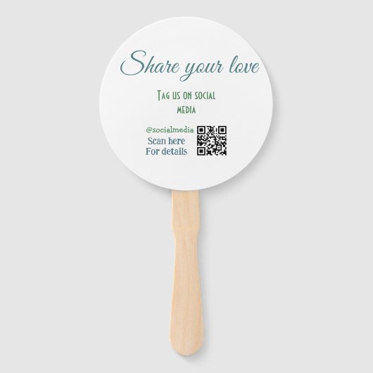 Deel je liefde label snap social media voeg q r co handwaaier (Voorkant)