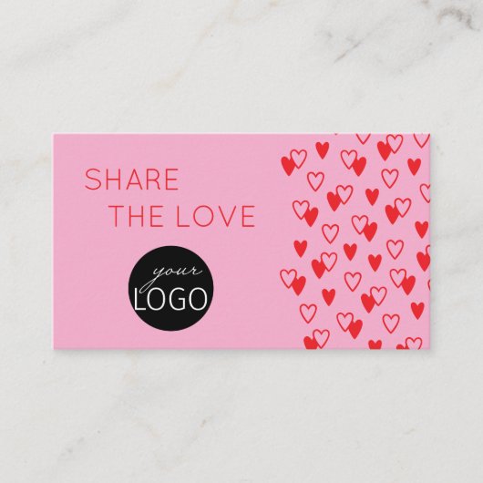 Deel Liefde Harten Roze en Rode Verwijzing Logo Visitekaartje (Voorkant)