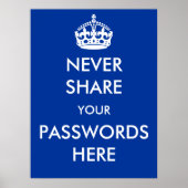 Deel nooit uw Wachtwoorden hier Poster (Voorkant)