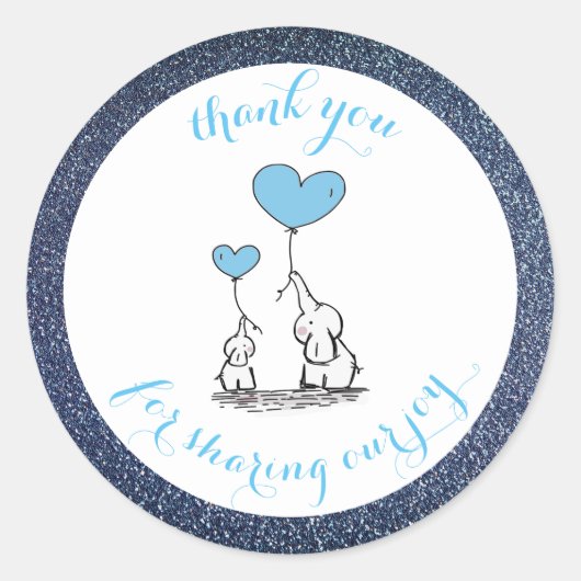 Deel onze Joy Blue Glitter-Sticker Ronde Sticker (Voorkant)