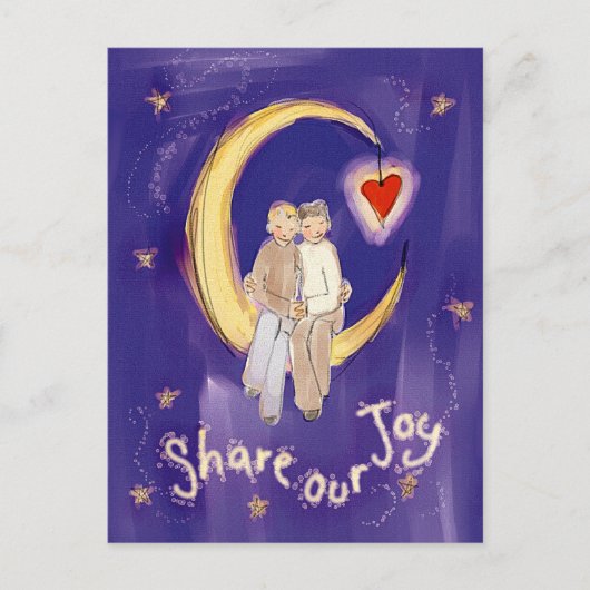 Deel onze Joy Grooms op maan Briefkaart (Voorkant)