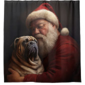 Deel Pei met Kerstman Feestelijke Kerstmis Douchegordijn (Voorkant)