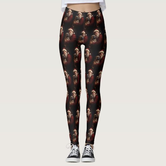 Deel Pei met Kerstman Feestelijke Kerstmis Leggings (Voorkant)