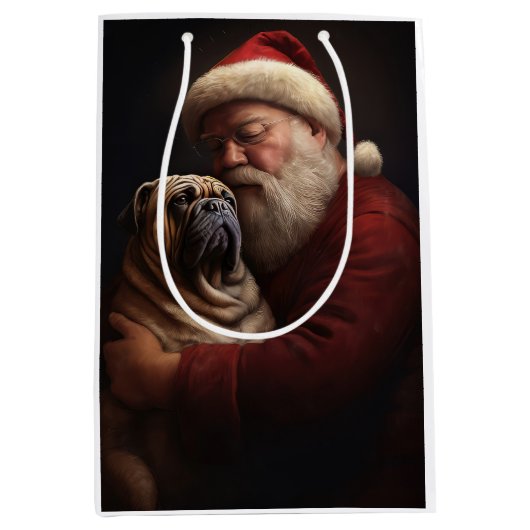 Deel Pei met Kerstman Feestelijke Kerstmis Medium Cadeauzakje (Voorkant)