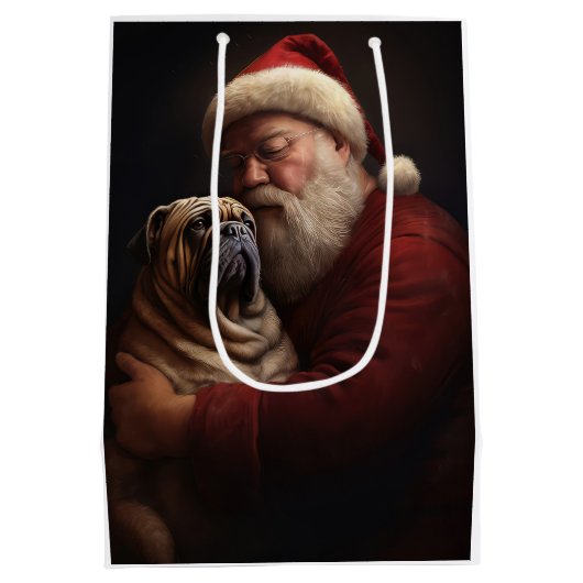 Deel Pei met Kerstman Feestelijke Kerstmis Medium Cadeauzakje (Achterkant)