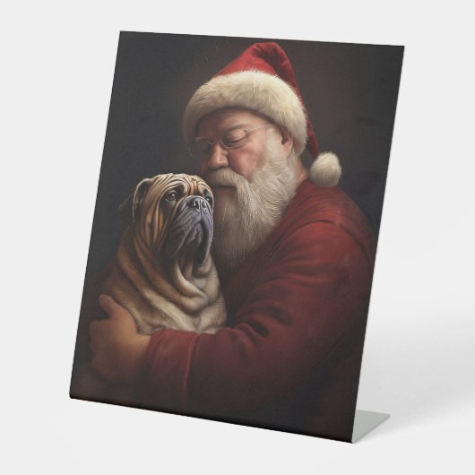 Deel Pei met Kerstman Feestelijke Kerstmis Reclamebord Met Voetstuk (Voorkant)