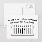 Deel Redbone Coonhound Part Fence-Jumper Briefkaart (Voorkant / Achterkant)