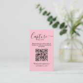 Deel trouwfoto's met QR-code roze Informatiekaartje (Staand voorkant)