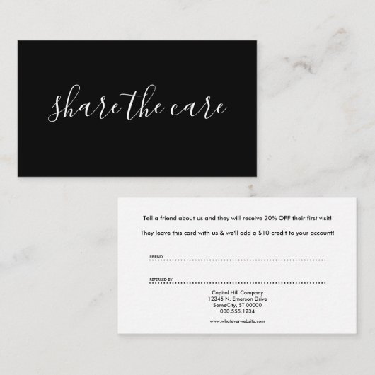 deel uit te maken van het verwijzingsprogramma aanbevelingskaartje (Voorkant / Achterkant)