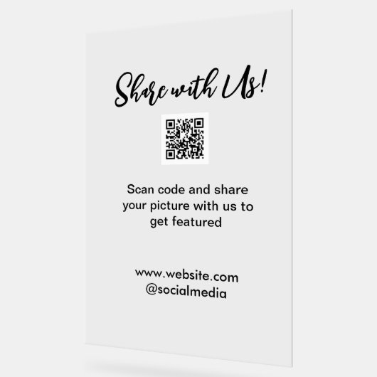 Deel uw afbeelding scan QR-code website toevoegen Acryl Bord (Hoek)