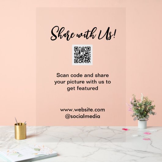 Deel uw afbeelding scan QR-code website toevoegen Acryl Bord (Huwelijk)