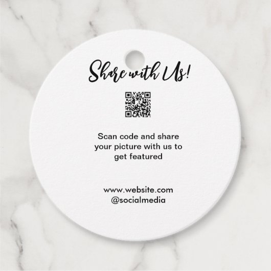 Deel uw afbeelding scan QR-code website toevoegen Bedankjes Labels (Voorkant)