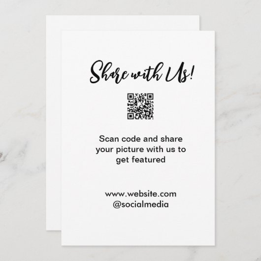 Deel uw afbeelding scan QR-code website toevoegen  Kaart (Voorkant / Achterkant)