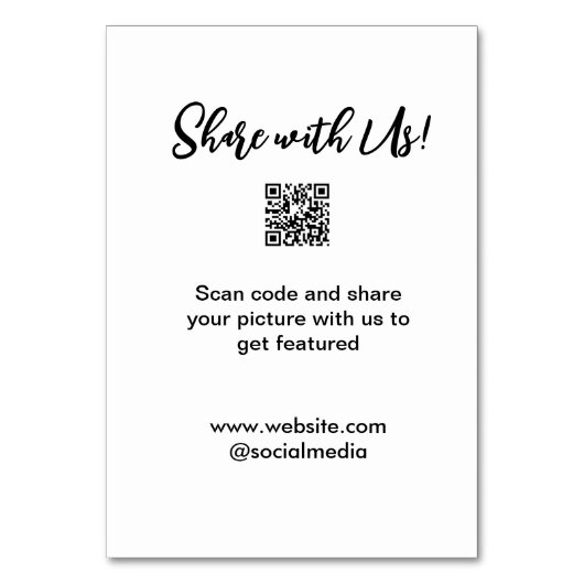 Deel uw afbeelding scan QR-code website toevoegen  Kaart (Achterkant)
