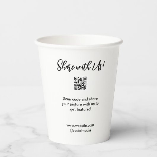Deel uw afbeelding scan QR-code website toevoegen  Papieren Bekers (Achterkant)