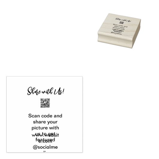 Deel uw afbeelding scan QR-code website toevoegen Rubberstempel (Gestempeld)