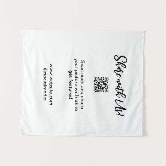 Deel uw afbeelding scan QR-code website toevoegen  Wandkleed (Voorkant (horizontaal))