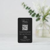 Deel uw foto's Gedenkwaardige QR Code Black Weddin Plaatskaartje (Staand voorkant)