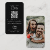 Deel uw foto's Gedenkwaardige QR Code Black Weddin Plaatskaartje (Voorkant / Achterkant)