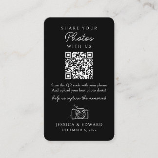 Deel uw foto's Gedenkwaardige QR Code Black Weddin Plaatskaartje