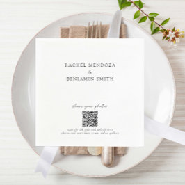 Deel uw foto's QR Code Minimal Wedding Elegant Servet