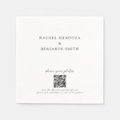 Deel uw foto's QR Code Minimal Wedding Elegant Servet (Voorkant)