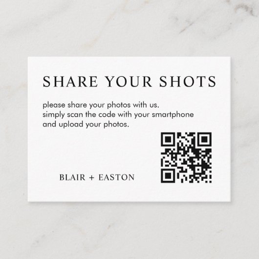 Deel uw foto's QR-code naar een fotoalbum bruiloft Informatiekaartje (Voorkant)