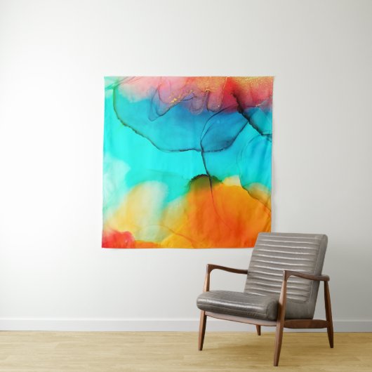 Deel van alcoholschilderende inkt, macrofoto, abst wandkleed (In Situ (horizontaal))