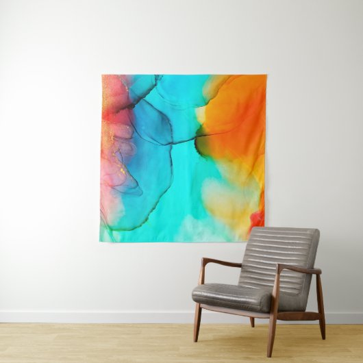 Deel van alcoholschilderende inkt, macrofoto, abst wandkleed (In situ)