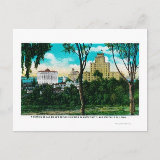 Deel van de Skyline van San Diego met El Corte Briefkaart (Voorkant)