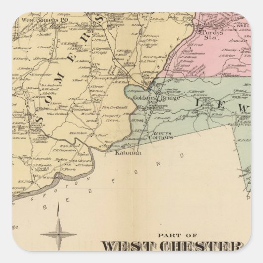 Deel van West Chester County, New York Vierkante Sticker (Voorkant)