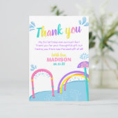 Deelgebied Splish Splash Pad Water Park Girl Birth Bedankkaart (Staand voorkant)