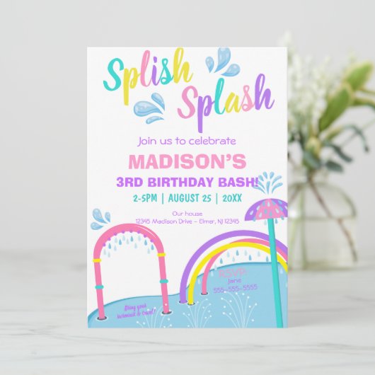 Deelgebied Splish Splash Pad Water Park Girl Birth Kaart (Staand voorkant)