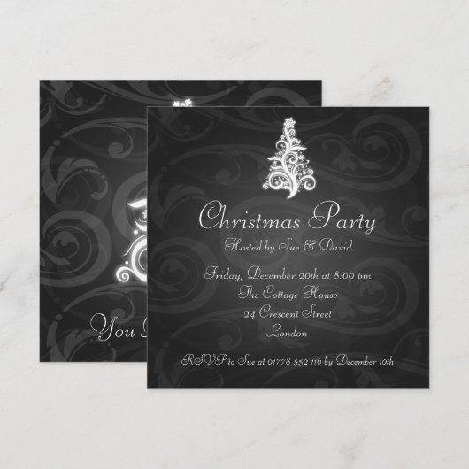 Deelname aan legant Swirly Tree Black Kaart (Voorkant / Achterkant)