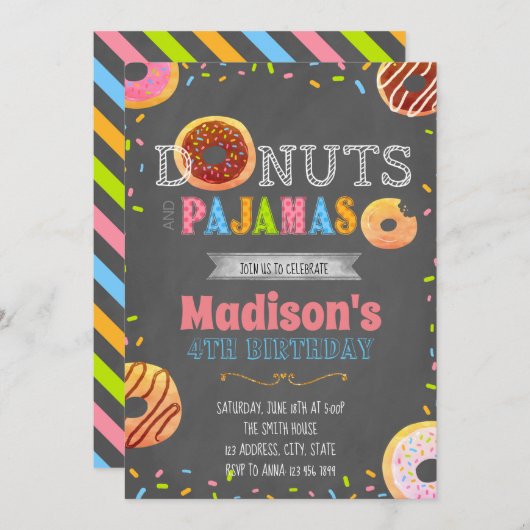 Deelname Donut en pyjama Kaart (Voorkant / Achterkant)