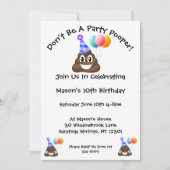 Deelname Poop Emoji Birthday Party Kaart (Voorkant)