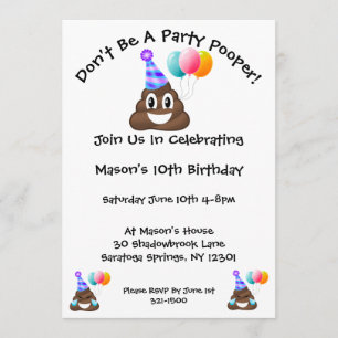 Deelname Poop Emoji Birthday Party Kaart