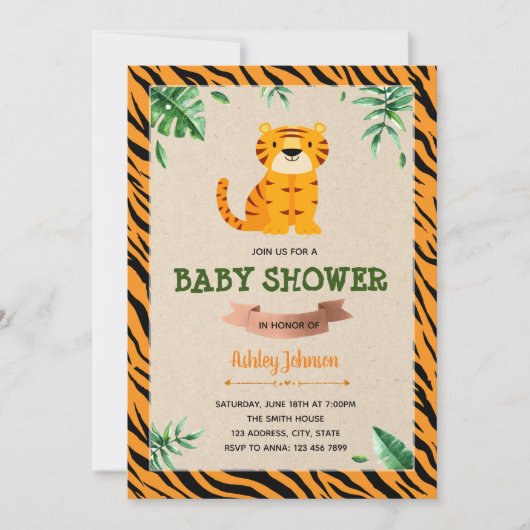 Deelname van de Republiek baby shower in Tiger Kaart (Voorkant)