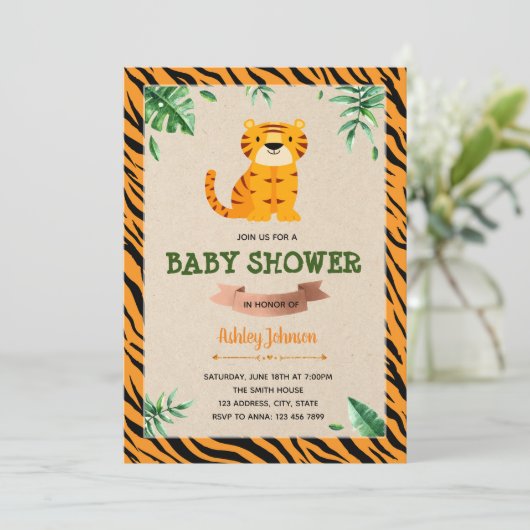 Deelname van de Republiek baby shower in Tiger Kaart (Staand voorkant)