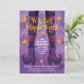 Deelname van heksen Magic Night Halloween Kaart (Staand voorkant)