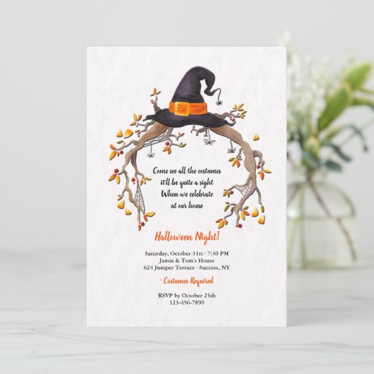 Deelname van heksen Pet Halloween Kaart (Staand voorkant)