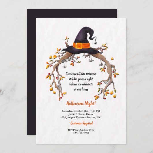 Deelname van heksen Pet Halloween Kaart (Voorkant / Achterkant)