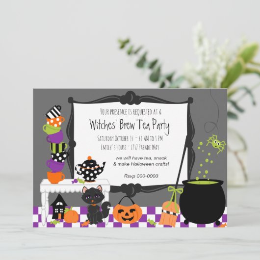 Deelname van heksen Tea Kaart (Staand voorkant)