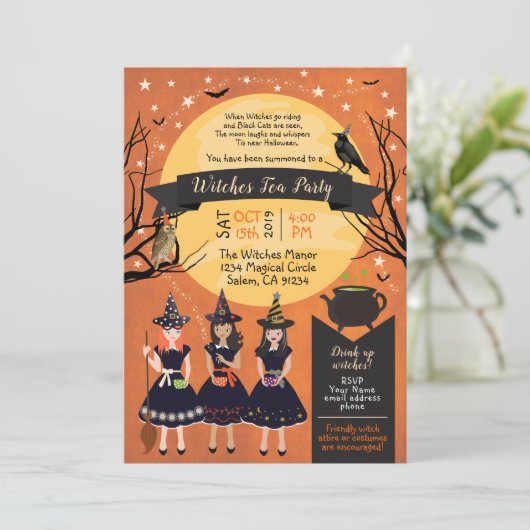 Deelname van heksen Tea Kaart (Staand voorkant)