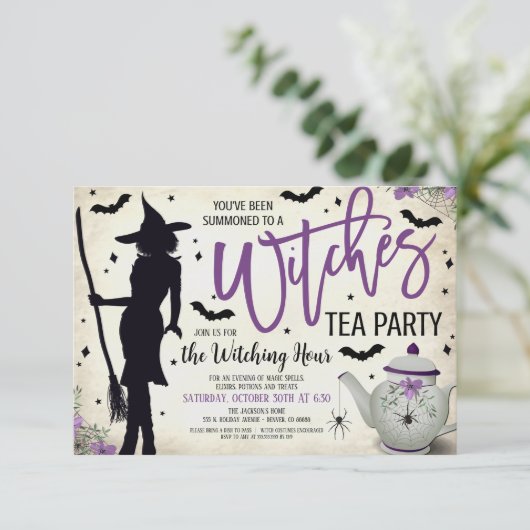 Deelname van heksen Tea Kaart (Staand voorkant)