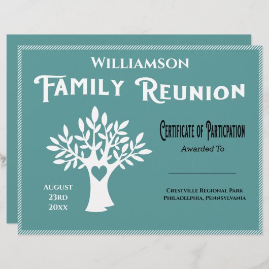 Deelnamecertificaat voor gezinshereniging (Voorkant / Achterkant)