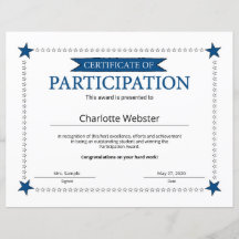 Deelnametoewijzingscertificaat van prestatie-PDF