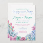 Deelnemende partij roze blauw succes uitnodigen kaart (Voorkant / Achterkant)